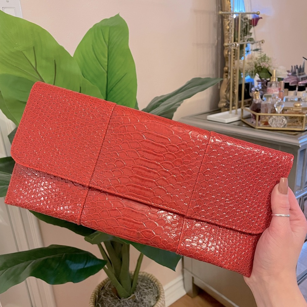 Faux Croc Embossed Clutch